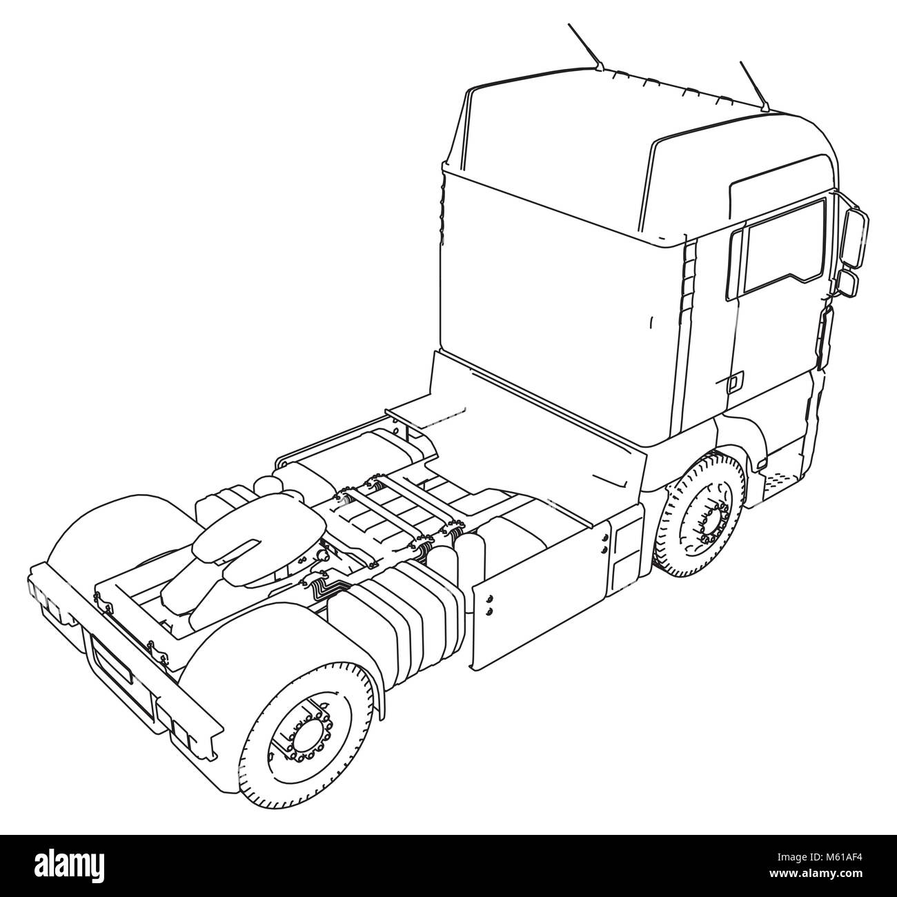 Kommerzielle cargo Lieferwagen. Isoliert. Erstellt Abbildung der 3d. Wire-Frame. Stock Vektor