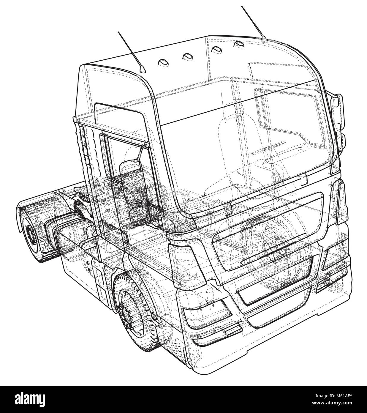 Moderne Cargo Truck isoliert auf grauen Hintergrund. Eurotrucks liefern Fahrzeug Layout für Corporate Brand Identity Design. Tracing Abbildung der 3d. EPS 10 Vector Format. Stock Vektor