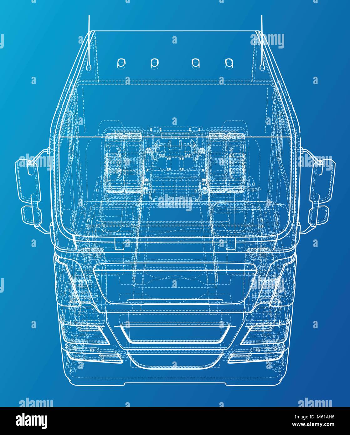 Kommerzielle Lieferung Cargo Truck Vektor für Marke und Werbung isoliert. Erstellt Abbildung der 3d. Wire-Frame Stock Vektor