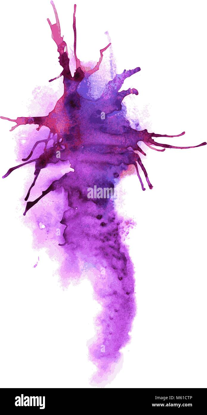 Abstrakte handgefertigte violett Vektor aquarell Splash auf weißem Hintergrund. Bunte Textur für Ihr Design. Stock Vektor