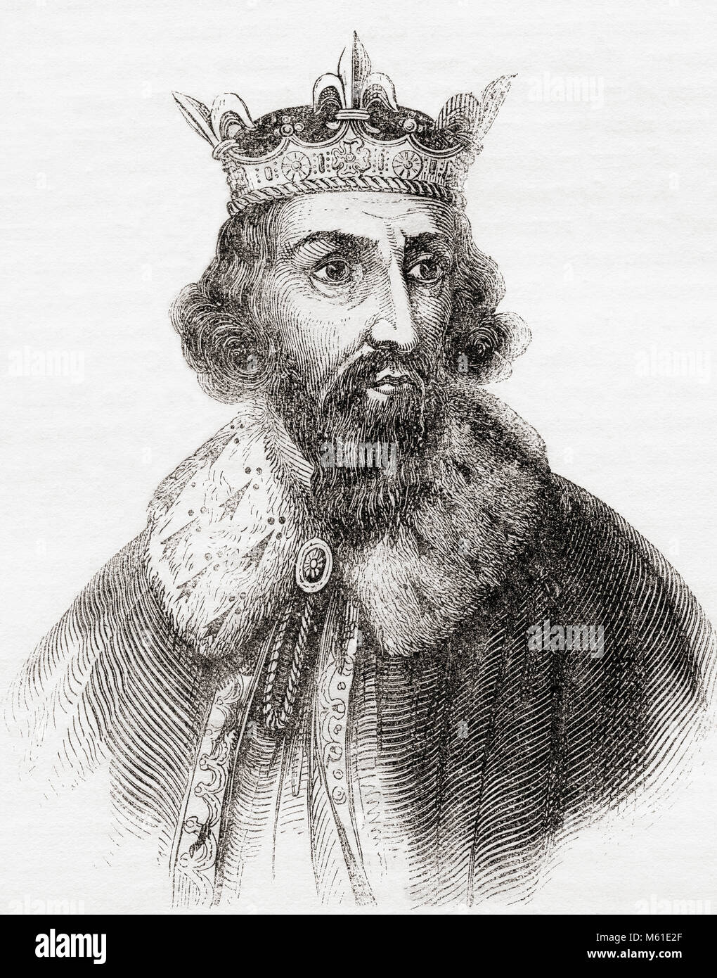 Alfred der Große, 849-899. Der König von Wessex, 871-899. Aus Old England: eine bildliche Museum, veröffentlicht 1847. Stockfoto