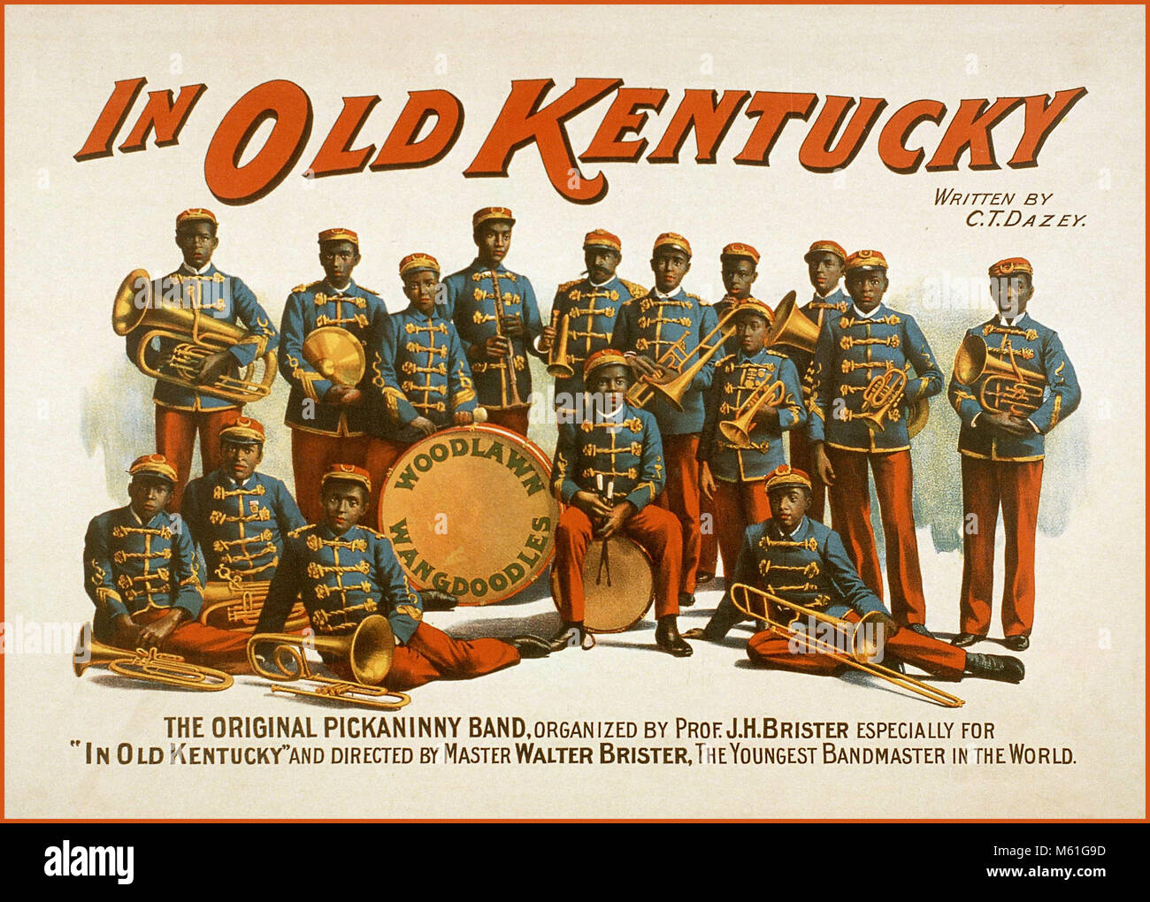 Jahrgang nicht politisch korrekt 1894 Plakat Kentucky Pickaninny Band' im Alten Kentucky' 'pickaninny' Band Stockfoto