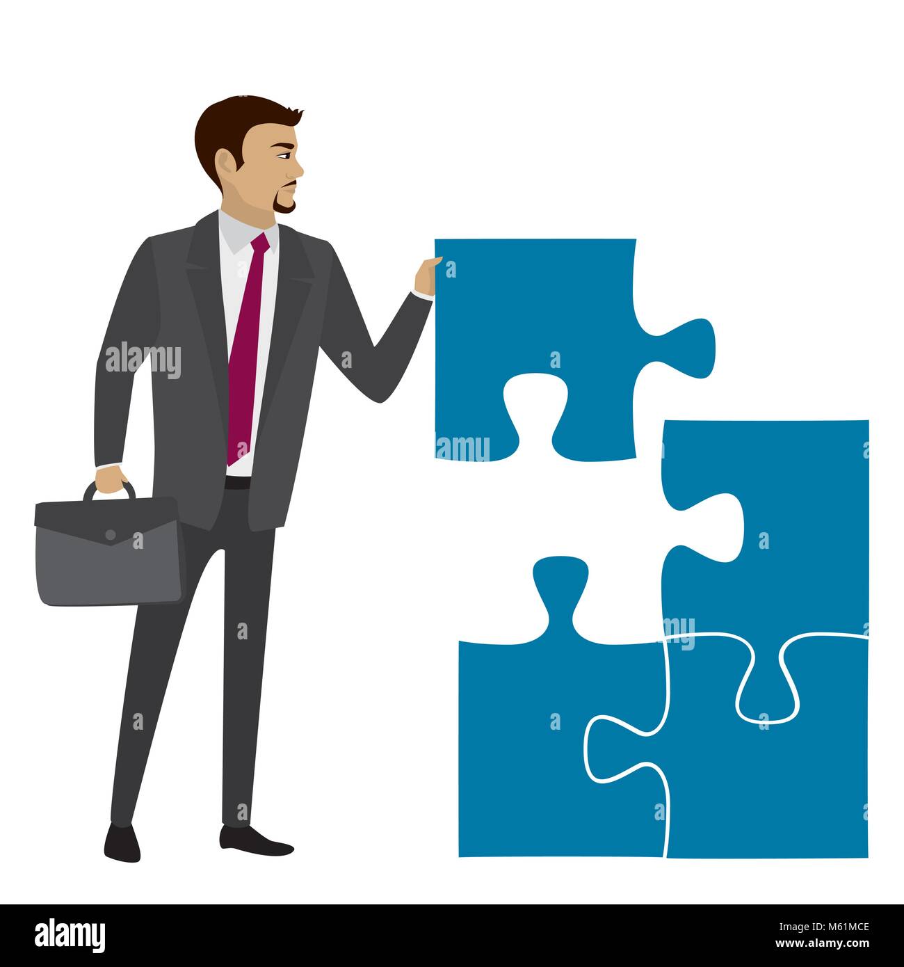 Business Konzept mit Stück des Puzzles. Vector Illustration Stock Vektor