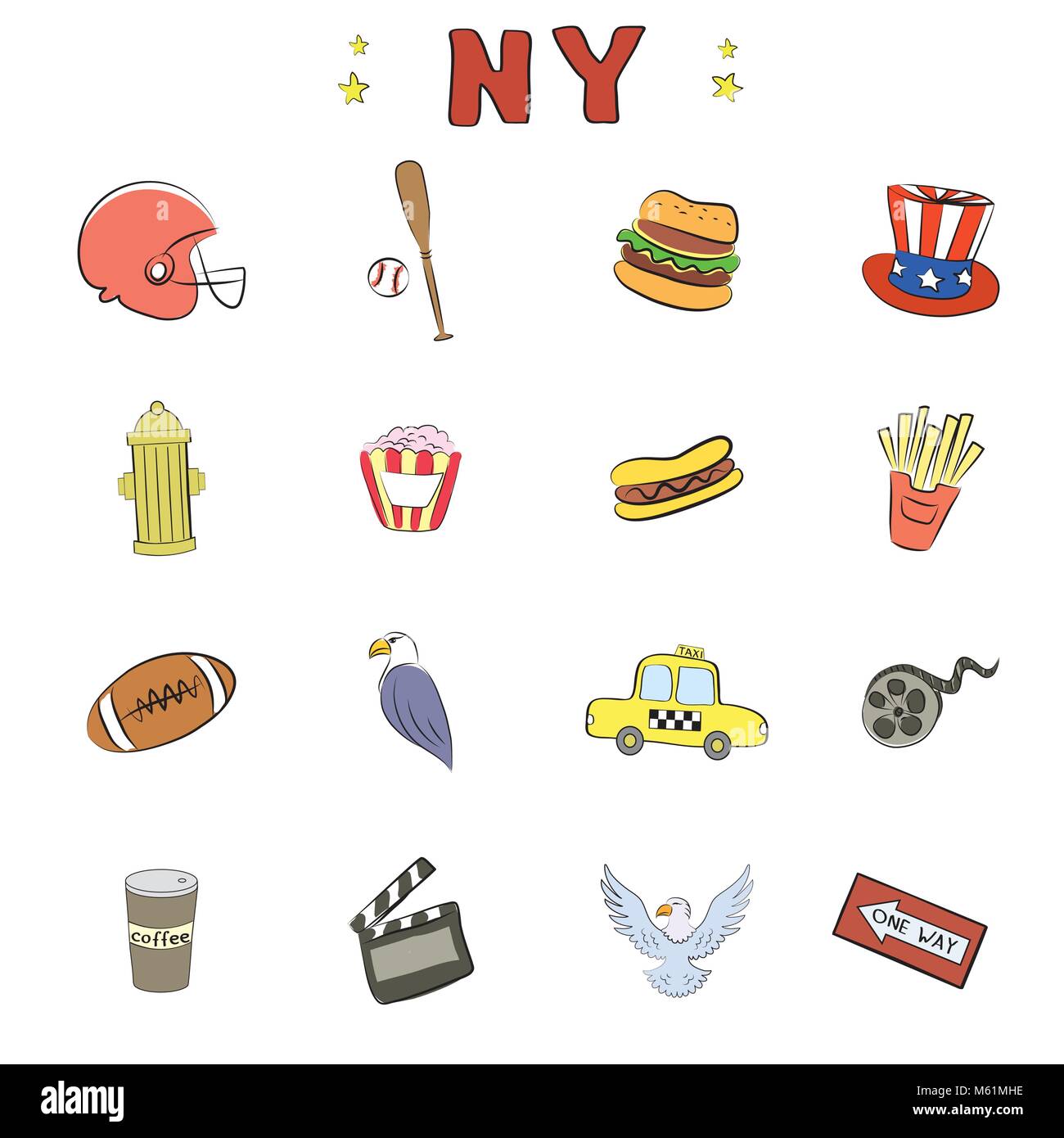 New York Symbole oder Objekte Stock Vektor