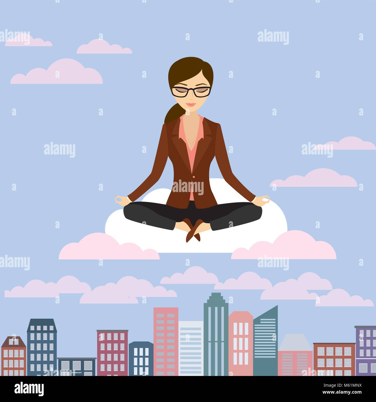 Business Woman ist das Meditieren und Entspannen Sie im Lotussitz, Stock Vektor