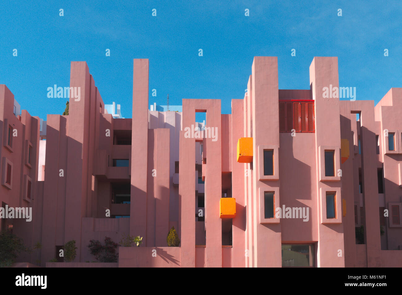Wände von La Muralla Roja Gebäude in Calpe, Spanien befindet Stockfoto