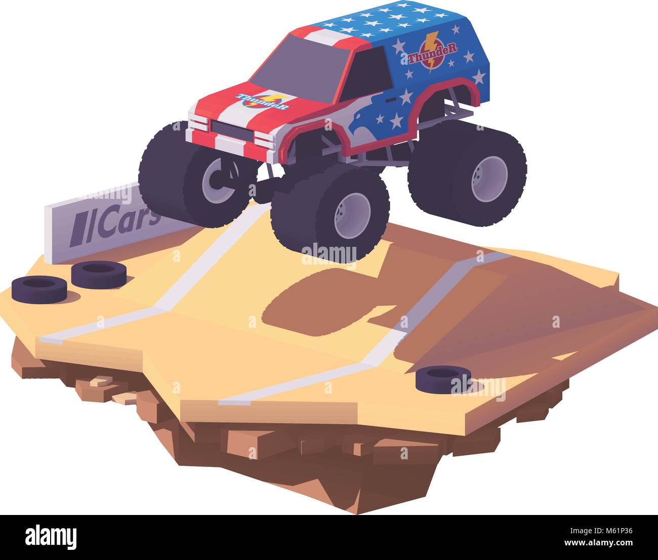 Vektor Low Poly Monster Truck Stock Vektor