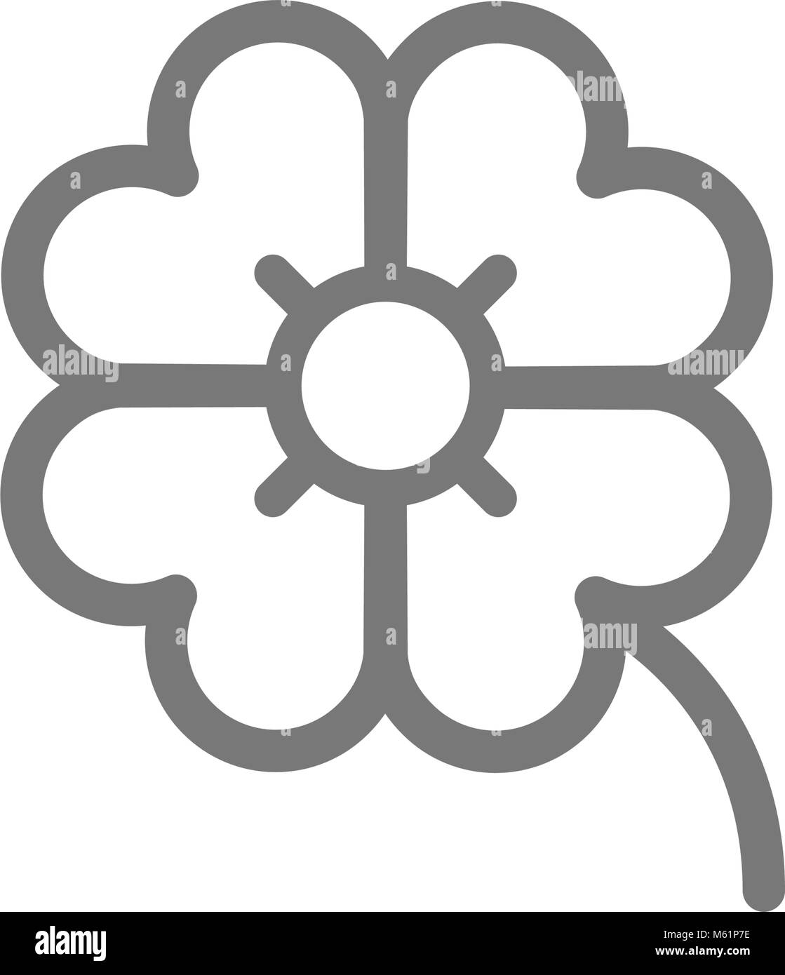 Einfache vierblättriges Kleeblatt Symbol Leitung. Symbol und Zeichen Vector Illustration Design. Auf weissem Hintergrund Stock Vektor