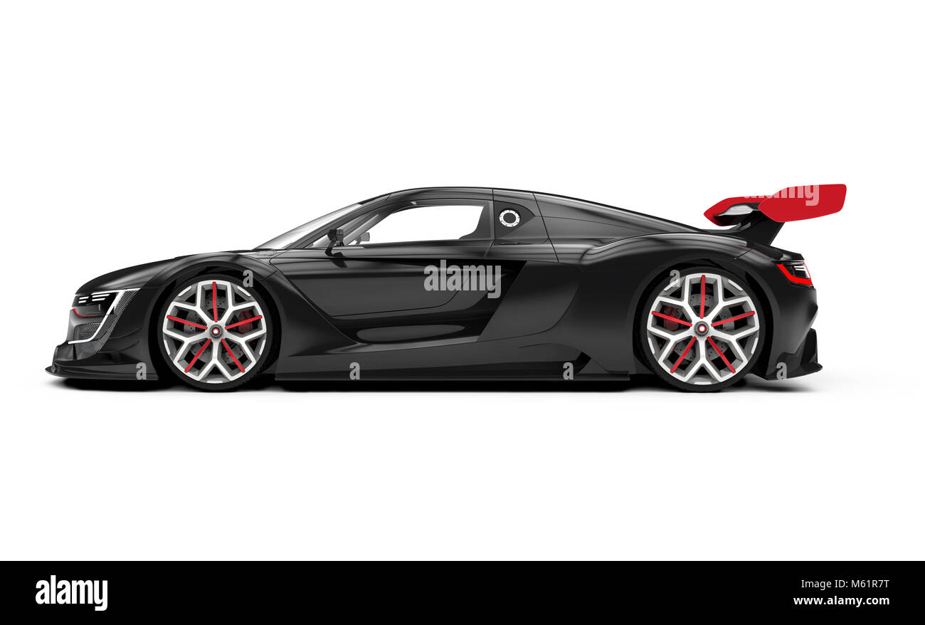 Schwarz sport auto auf einem weißen Hintergrund: 3D-Rendering Stockfoto