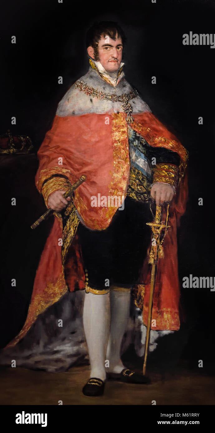 FRANCISCO JOSÉ DE Goya y Lucientes (1746-1828) am 18./19., Jahrhundert, Spanien, Spanisch, Retrato del Rey Fernando VII de España (1784-1833) - Porträt von König Ferdinand VII. von Spanien (1784-1833). Stockfoto