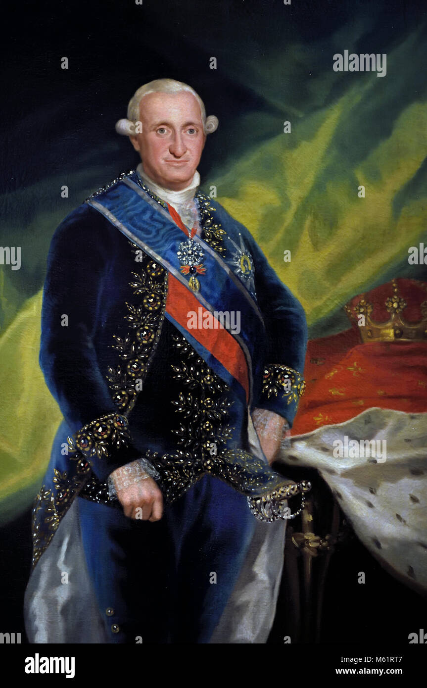 FRANCISCO JOSÉ DE Goya y Lucientes (1746-1828) am 18./19., Jahrhundert, Spanien, Spanisch, Retrato del Rey Carlos IV. de España - Porträt von König Karl IV. von Spanien Portrait von König Karl IV. von Spanien (1748-1819), Sohn von König Karl III. und Königin Maria Amalia von Sachsen. Stockfoto