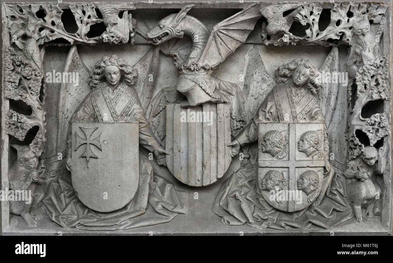 Escudo de la diputacion del Reino de Aragon - Wappen der Abordnung des Königreichs Aragon 1445-1465 15., Jahrhundert, Spanien, Spanisch, Stockfoto