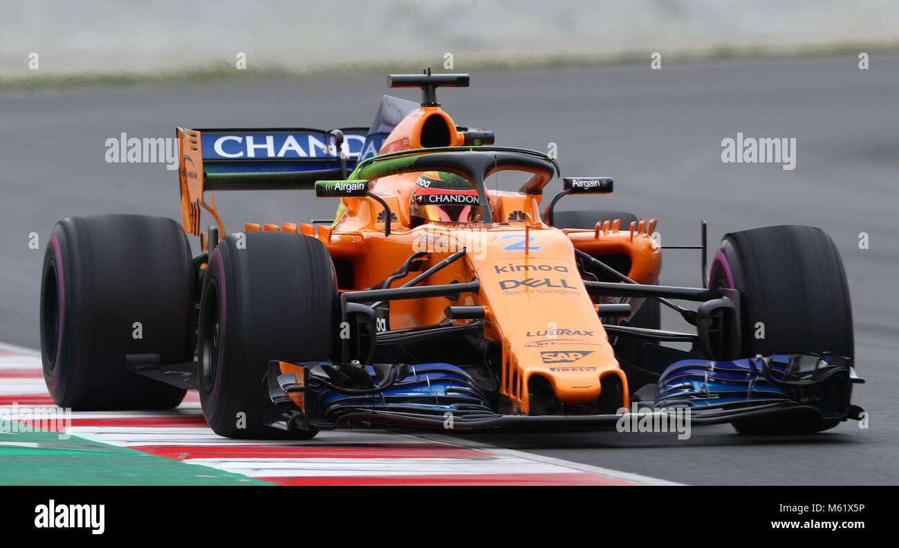McLaren Stoffel Vandoorne während Tages zwei vor der Saison auf dem Circuit de Barcelona-Catalunya, Barcelona. PRESS ASSOCIATION Foto. Bild Datum: Dienstag, 27. Februar 2018. Siehe PA Geschichte AUTO Barcelona. Photo Credit: Tim Goode/PA-Kabel. Einschränkungen: Nur für den redaktionellen Gebrauch bestimmt. Kommerzielle Nutzung mit vorheriger Zustimmung von Teams. Stockfoto