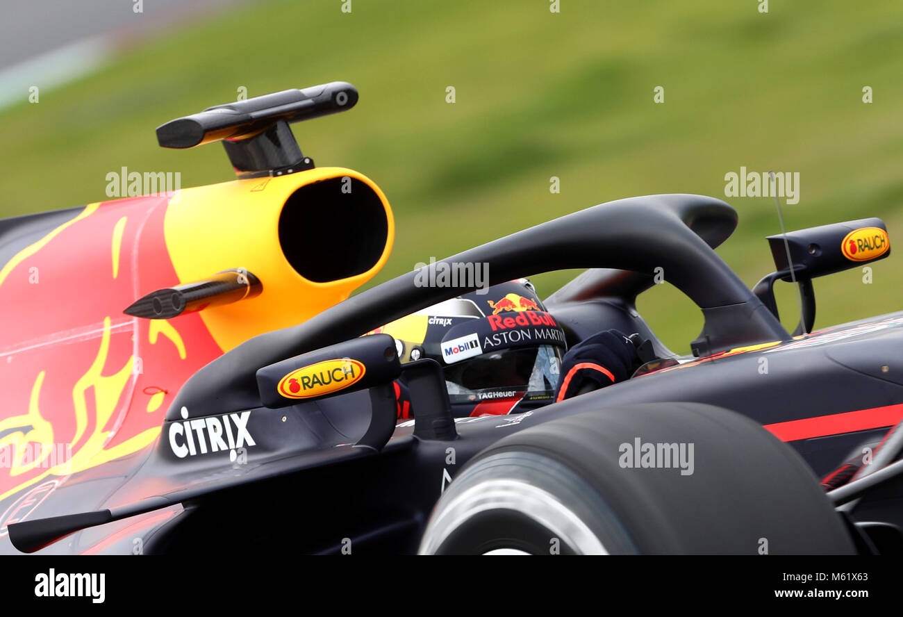 Max Verstappen von Red Bull Racing am zweiten Tag des Vorsaison-Tests auf dem Circuit de Barcelona-Catalunya, Barcelona. DRÜCKEN SIE VERBANDSFOTO. Bilddatum: Dienstag, 27. Februar 2018. Siehe PA Story AUTO Barcelona. Bildnachweis sollte lauten: Tim Goode/PA Wire. Stockfoto