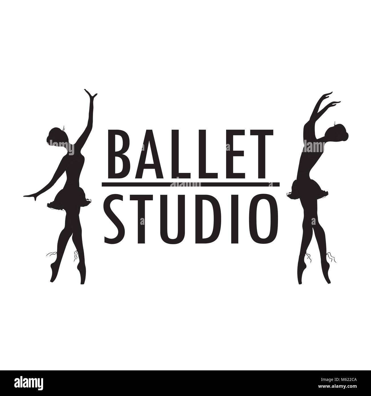 Design Plakat oder Logo Ballet School, Tanzstudio, Vektor illustration Stock Vektor