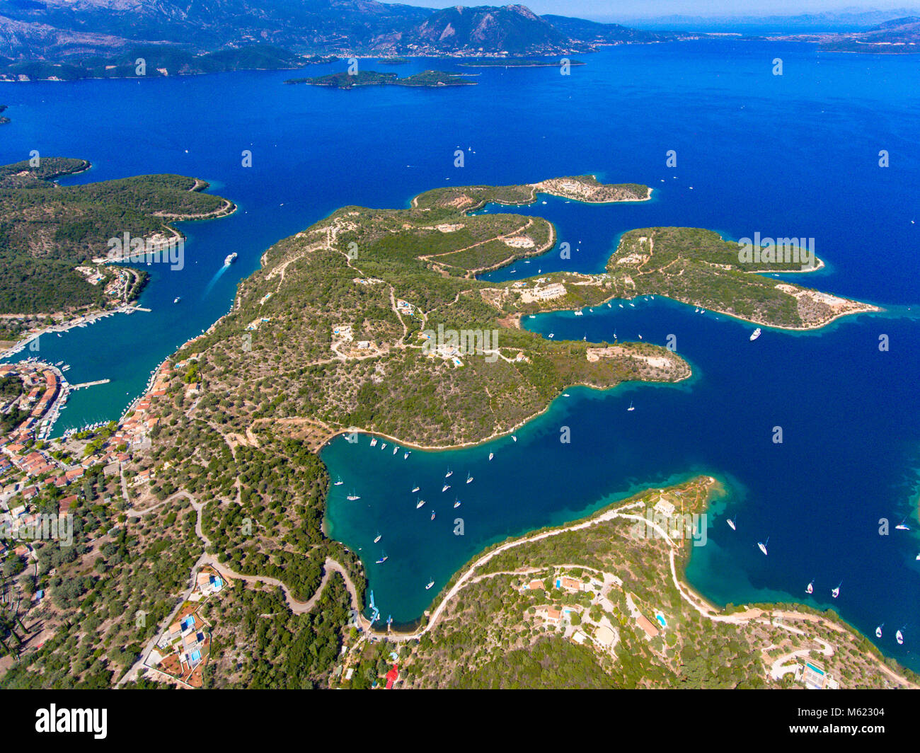 Meganisi Insel Griechenland Blick auf die Küste und das Meer Stockfoto
