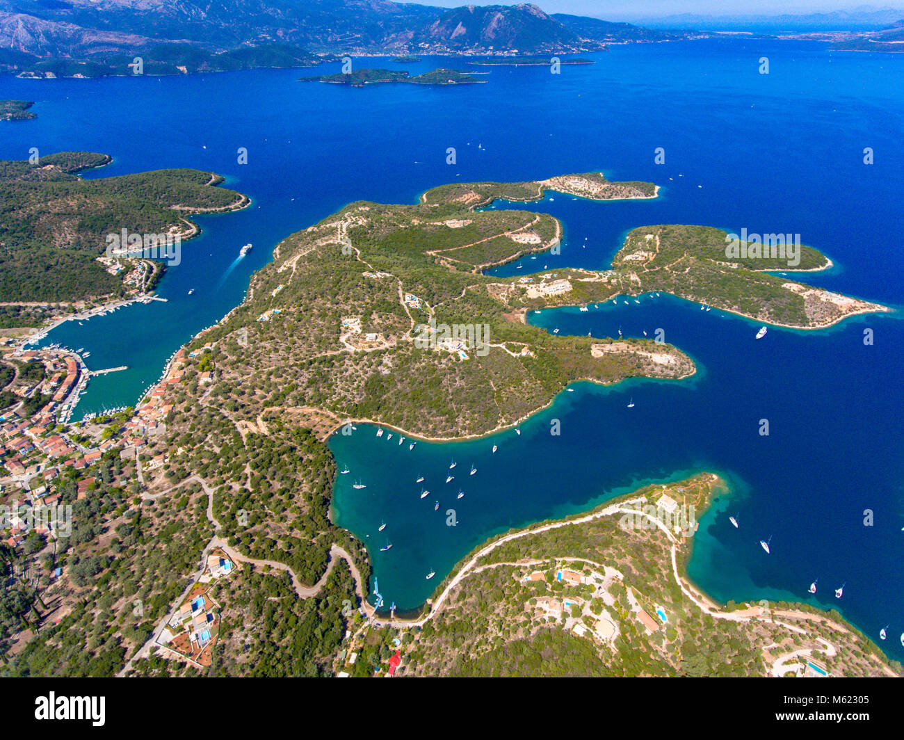 Meganisi Insel Griechenland Blick auf die Küste und das Meer Stockfoto