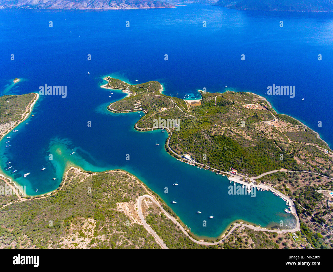 Meganisi Insel Griechenland Blick auf die Küste und das Meer Stockfoto