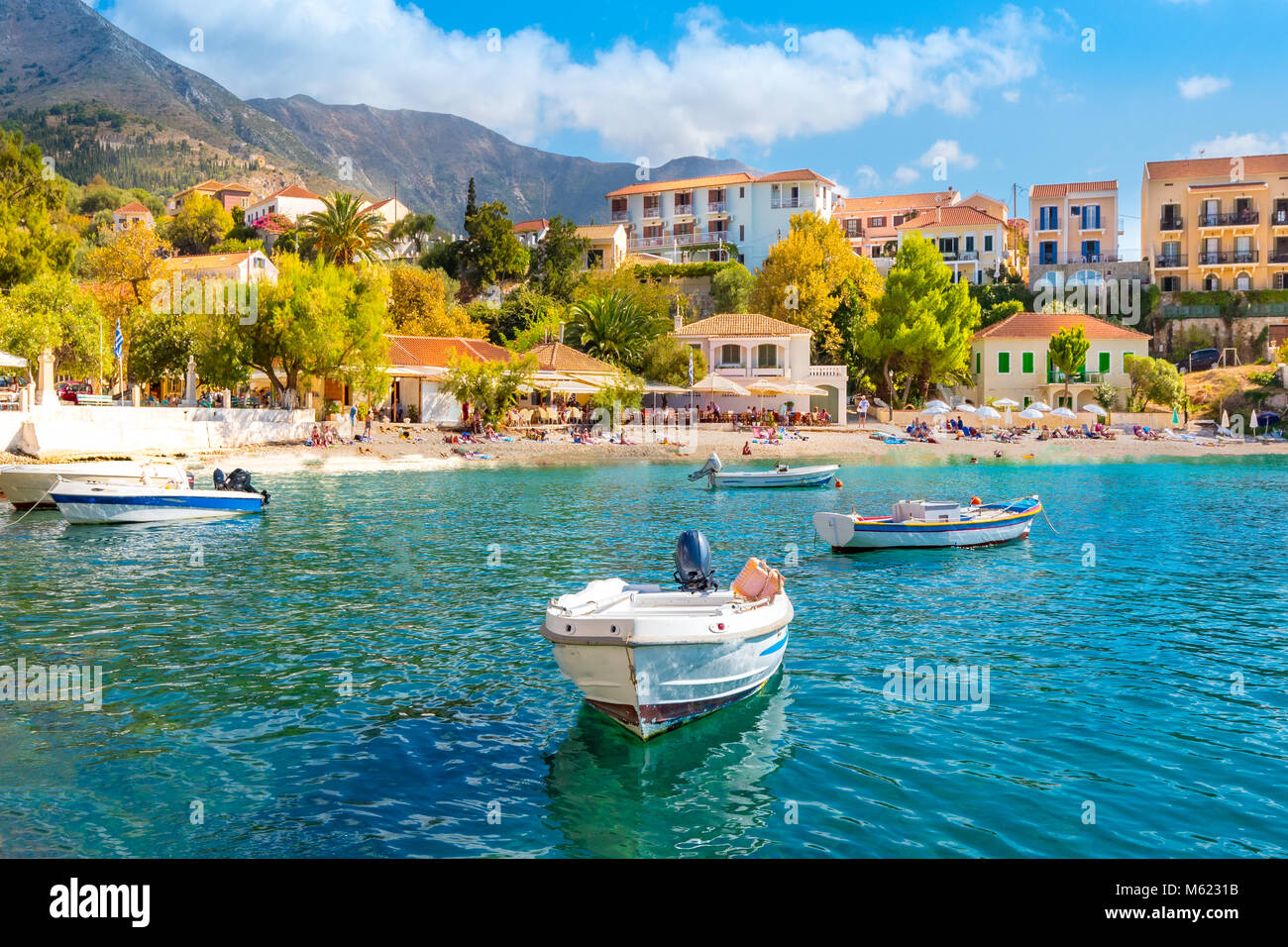 Kefalonia Insel Griechenland Assos Dorf Stockfoto