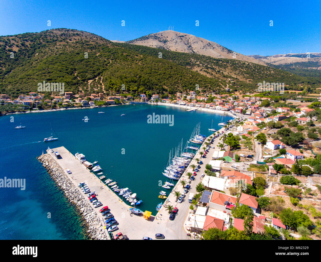 Kefalonia Insel kleine Hafen von Agia Effimia Yachten Hafen Stockfoto