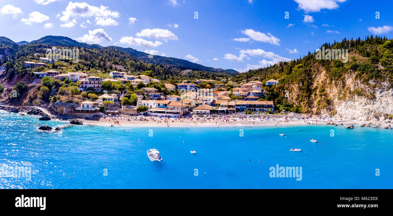 Agios Nikitas panorama Insel Lefkada, Griechenland Stockfoto