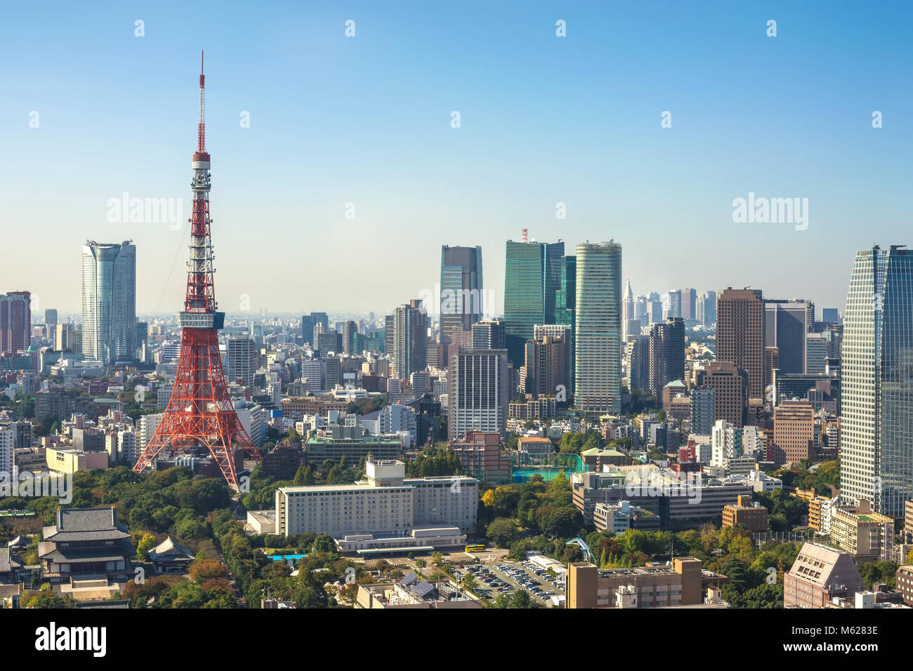 Tokio Luftbild Skyline der Stadt mit den Tokyo Tower, Tokyo, Japan Stockfoto