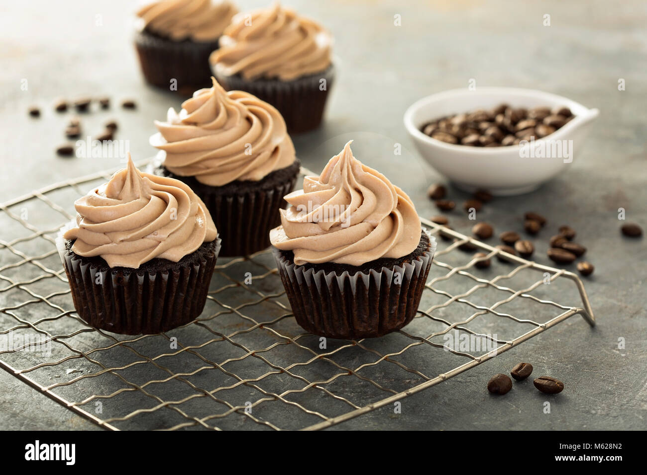 Schokolade espresso Muffins Stockfoto