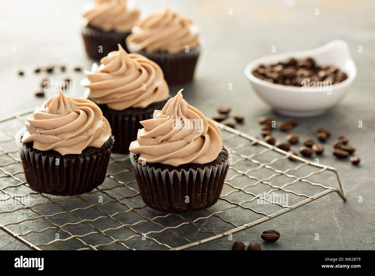 Schokolade espresso Muffins Stockfoto