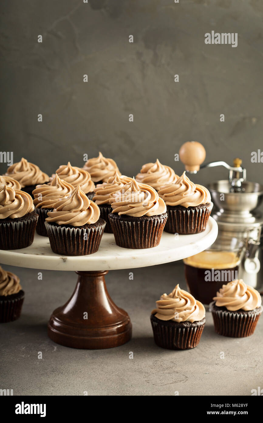 Schokolade espresso Muffins Stockfoto