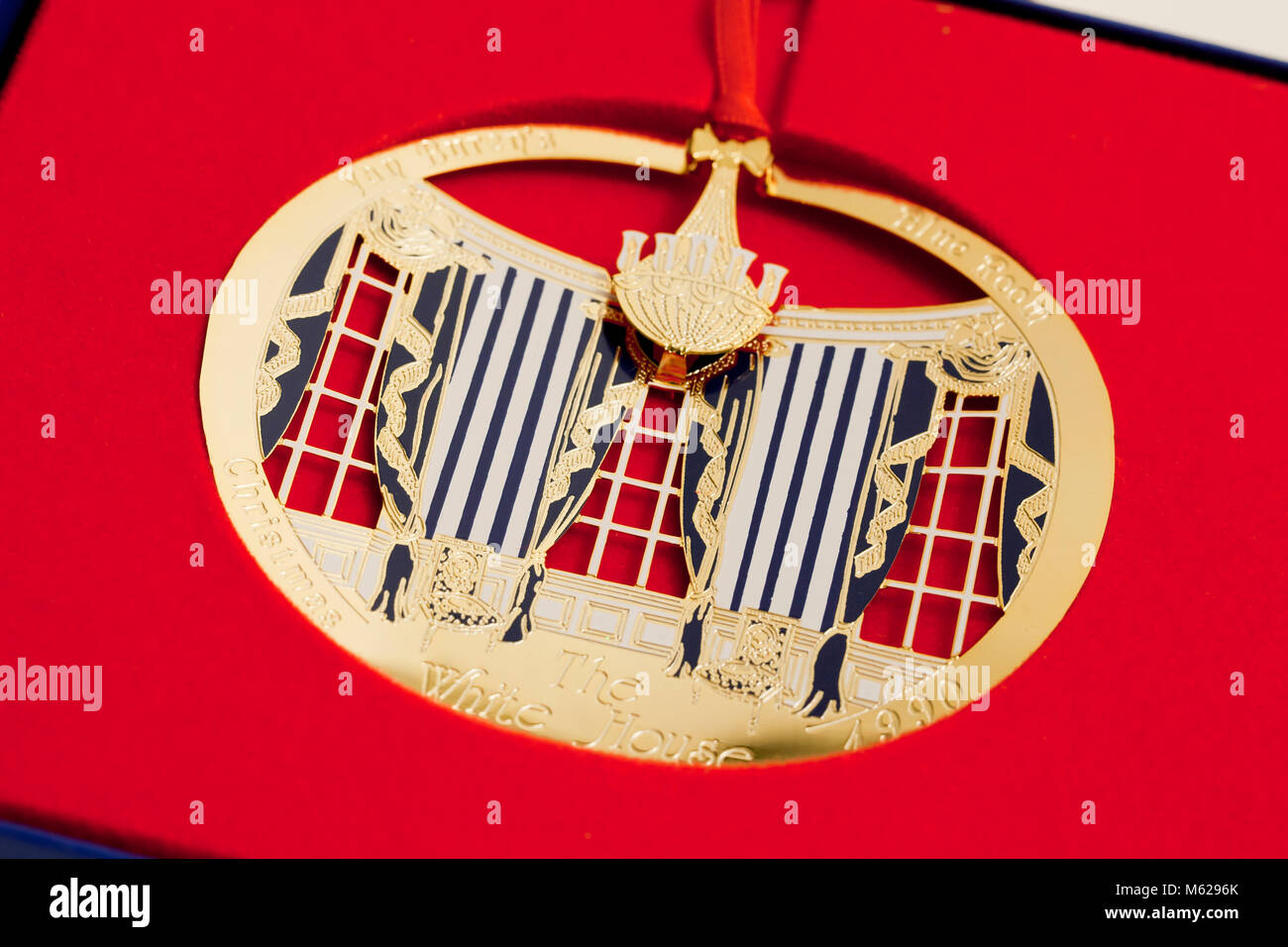The White House Christmas Ornament, 1990 Van Buren das Blaue Zimmer - USA Stockfoto