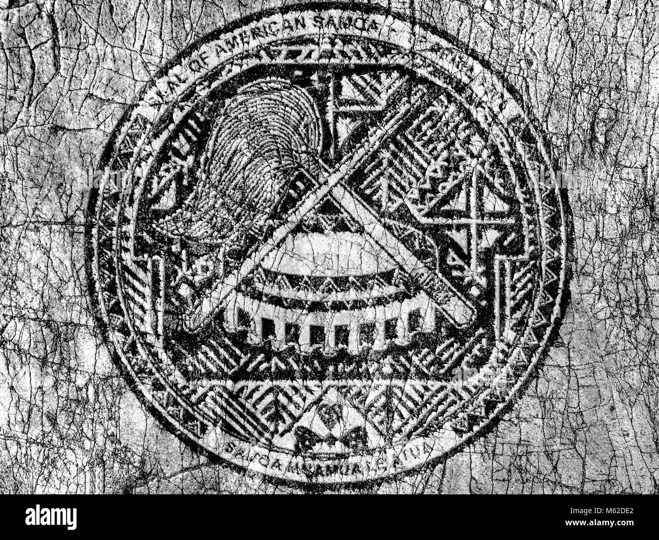 Groll Stein bemalten US-amerikanisch Samoa Siegel Flagge Stockfoto