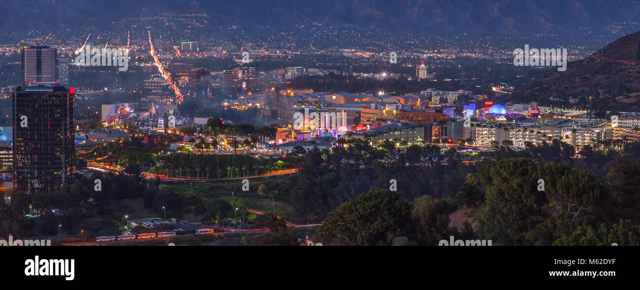 Panorama Studio City und Universal Studios, San Fernando Valley, Los Angeles, USA Stockfoto