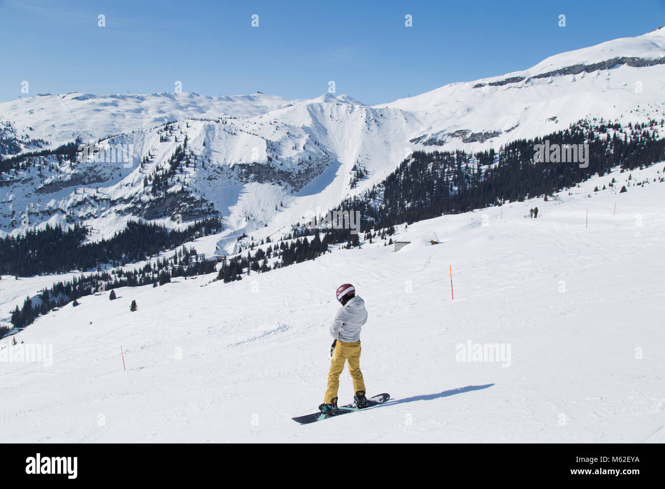 Snowboarder in Flims Schweiz Stockfoto