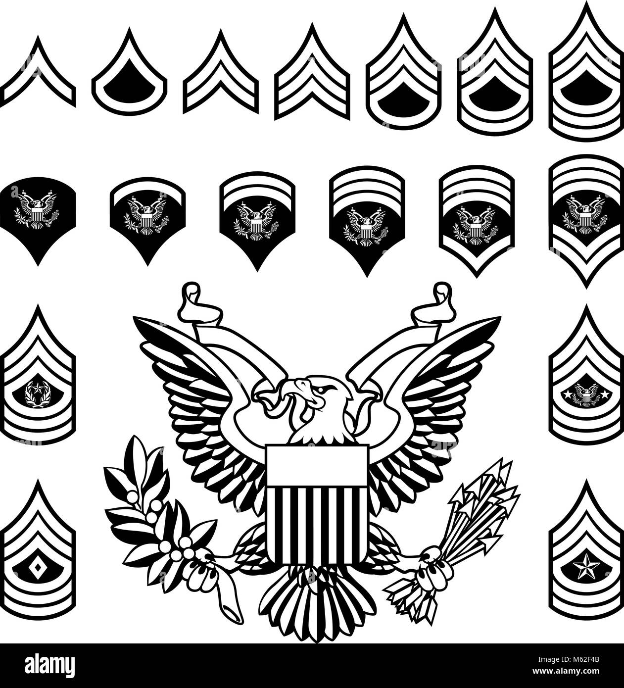Armee militärische Rangabzeichen Stock Vektor