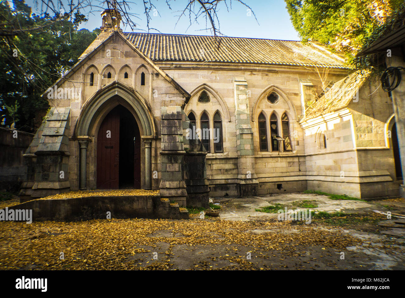St John's Kirche, auch genannt wird ist eine verlassene Shicuo Kirche anglikanische Kirche in Lequn Rd, cangshan Bezirk, Fuzhou, Fujian, China. Stockfoto