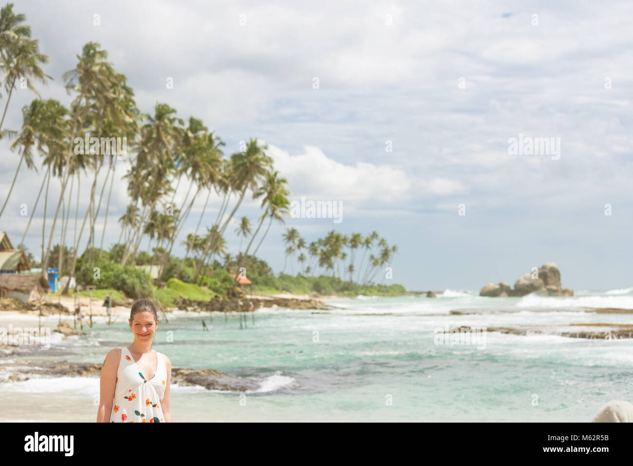 Koggala Beach, Sri Lanka, Asien - Porträt einer Frau im Koggala Beach Stockfoto