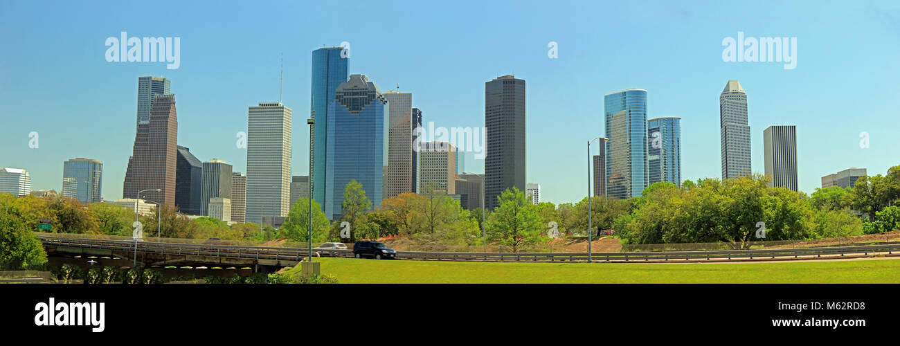 Houston, TX Skyline an einem klaren Tag Stockfoto