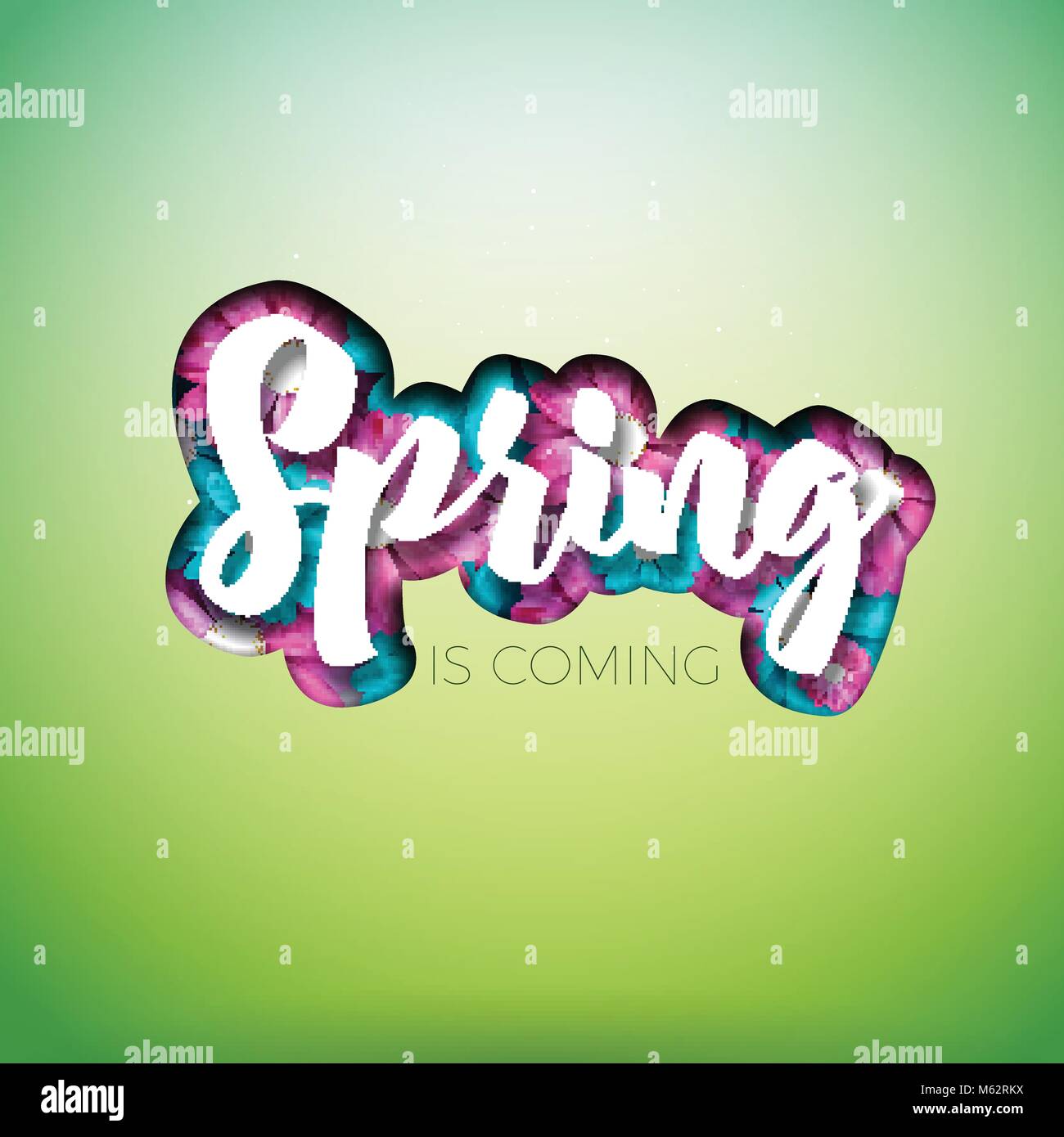 Frühling Natur Design mit schönen bunten Blumen auf sauberen Hintergrund. Vektor floral Design vorlage mit Typografie schreiben. Stock Vektor