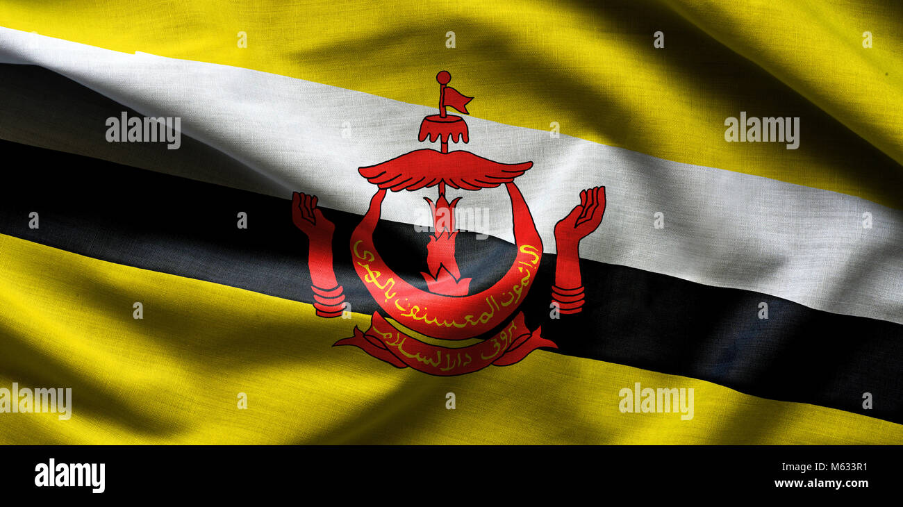 Nahaufnahme von wellenförmige Flagge Brunei Stockfoto