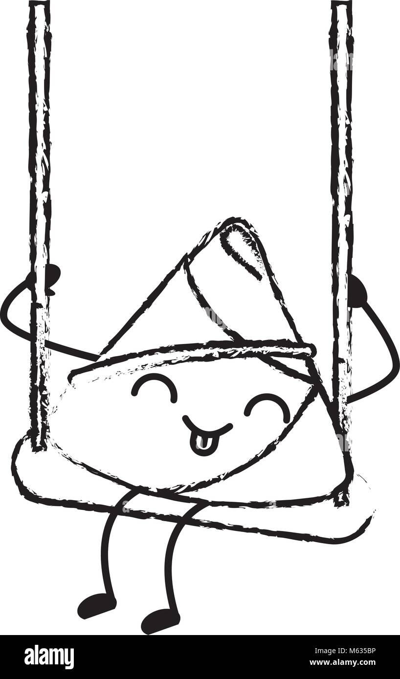Kawaii gerne Reis Knödel in Swing spielen Cartoon Stock Vektor