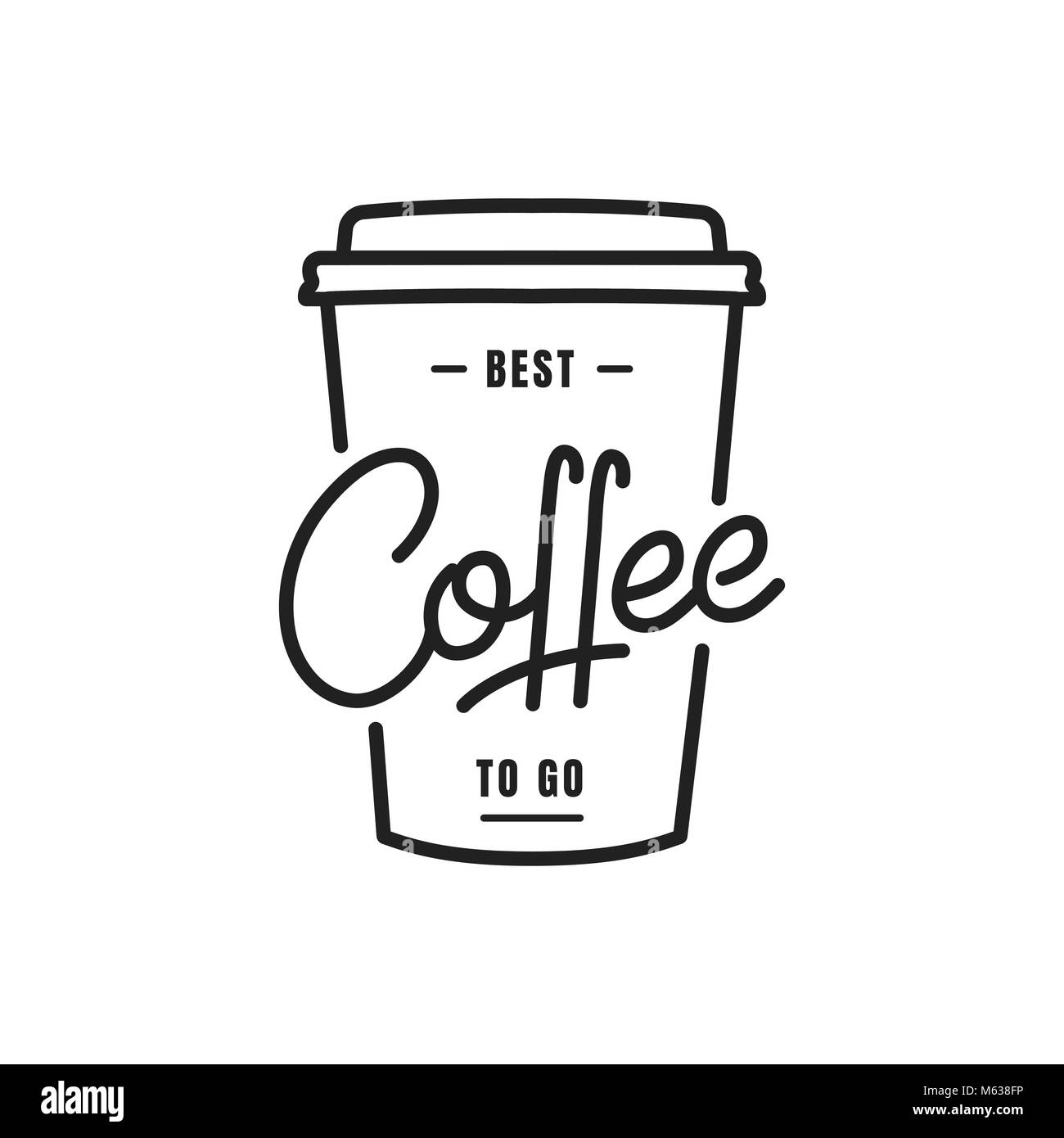 Kaffee. Coffee to go Schriftzug Abbildung. Kaffee label Abzeichen Emblem Stock Vektor