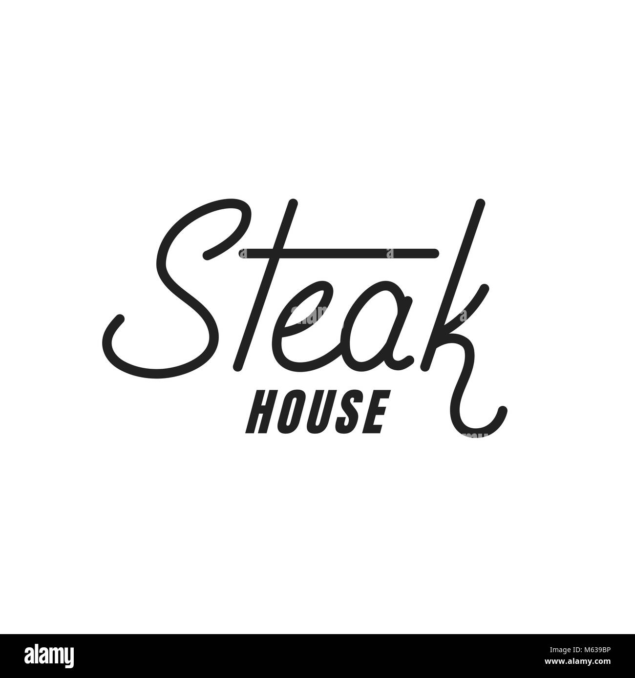 Ein Steak House. Steak-Schriftzug. Steak house label Abzeichen emblem Aufkleber Stock Vektor