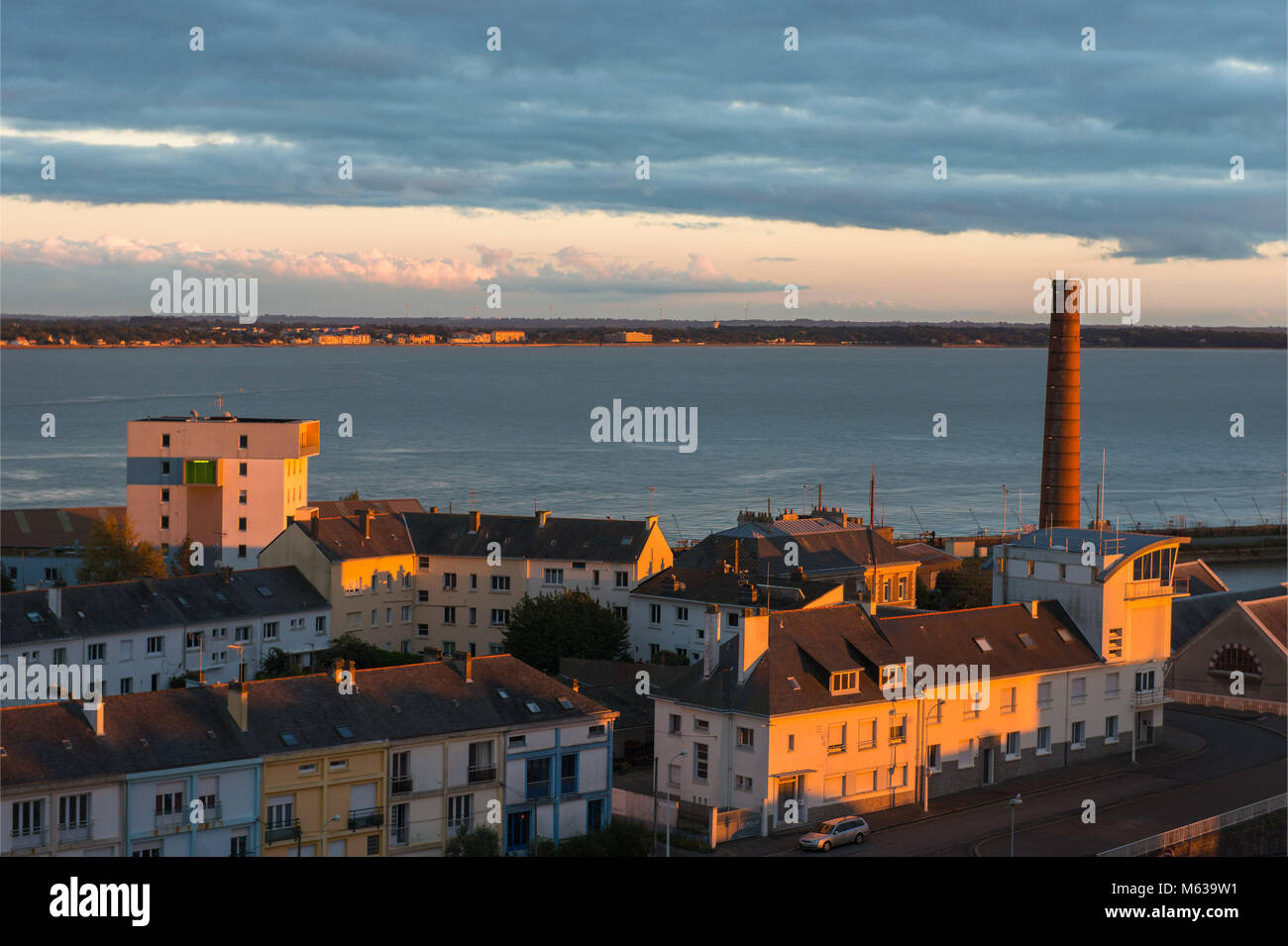 Saint Nazaire, Loire Mündung auf den Atlantischen Ozean. Frankreich. Stockfoto