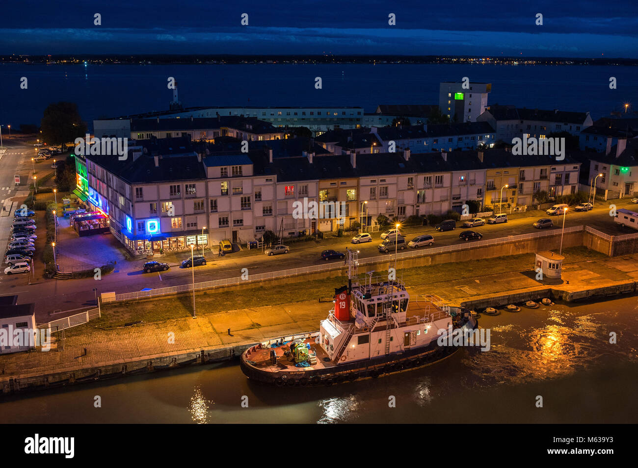 Saint Nazaire, Loire Mündung auf den Atlantischen Ozean. Frankreich. Stockfoto