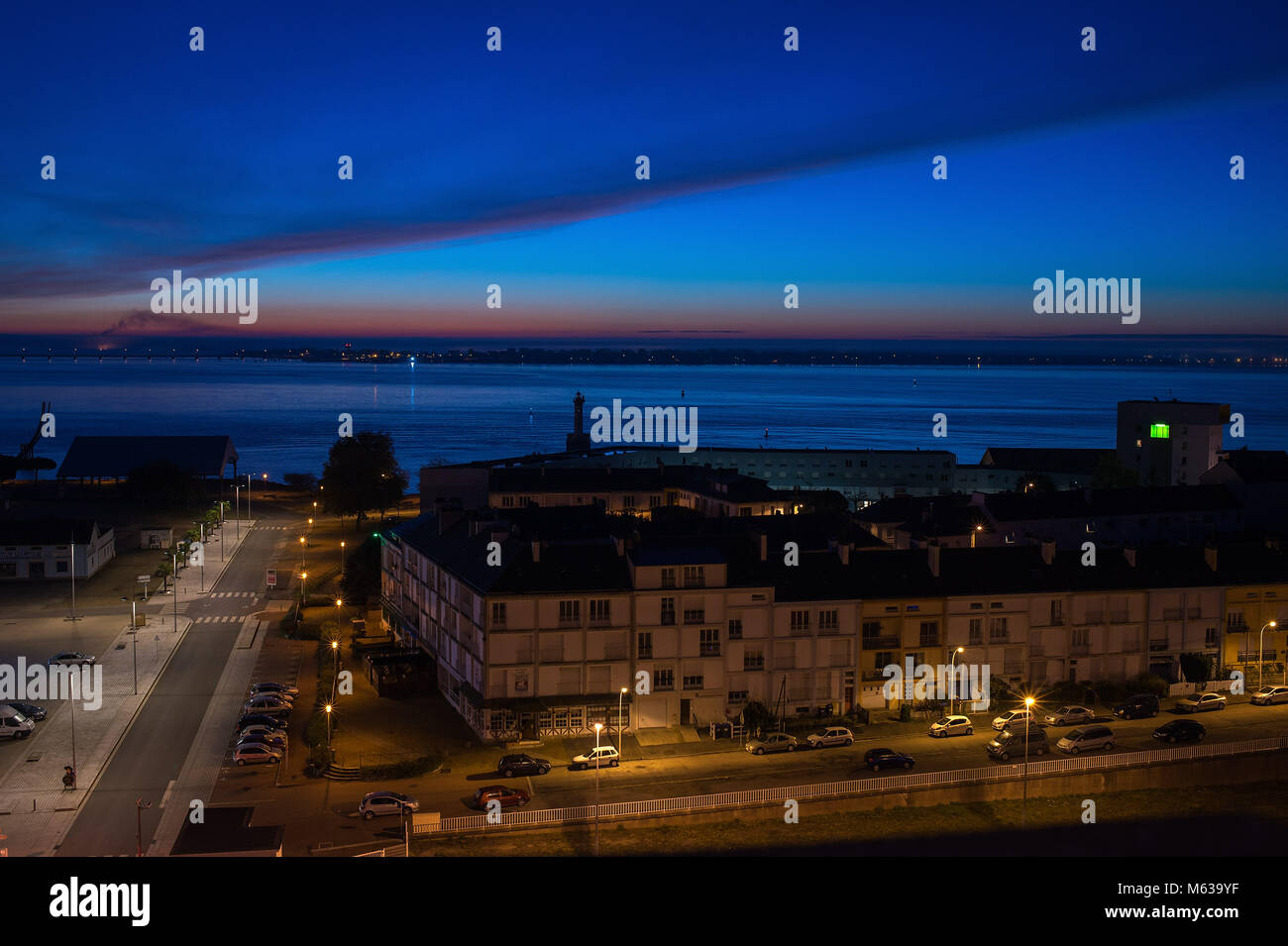 Saint Nazaire, Loire Mündung auf den Atlantischen Ozean. Frankreich. Stockfoto