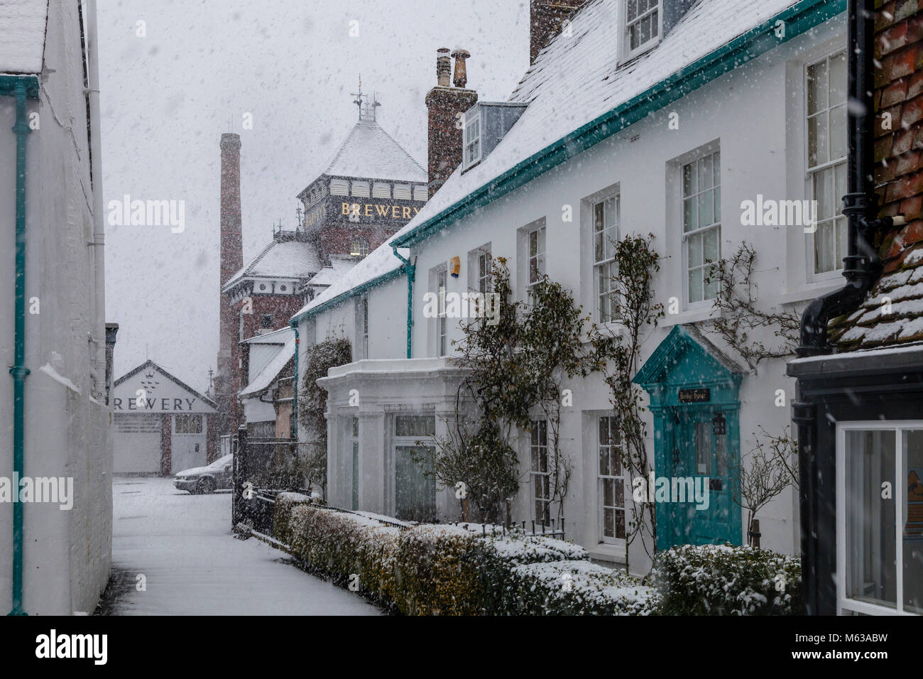 Eine winterliche Szene in der Kreisstadt Lewes, East Sussex, Großbritannien Stockfoto