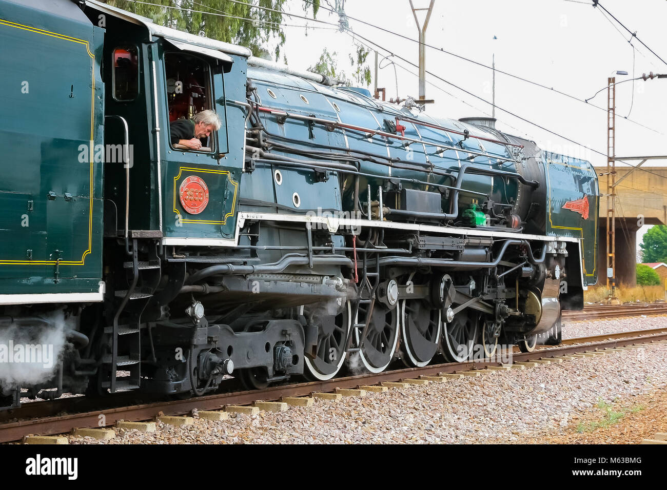 Pretoria, Südafrika, Oktober 01, 2009, Rovos Rail Dampfzug und Treiber Stockfoto