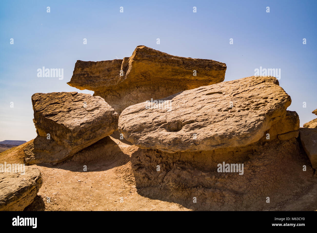 Felsen auf einer Wüste, Navarra, Spanien Stockfoto