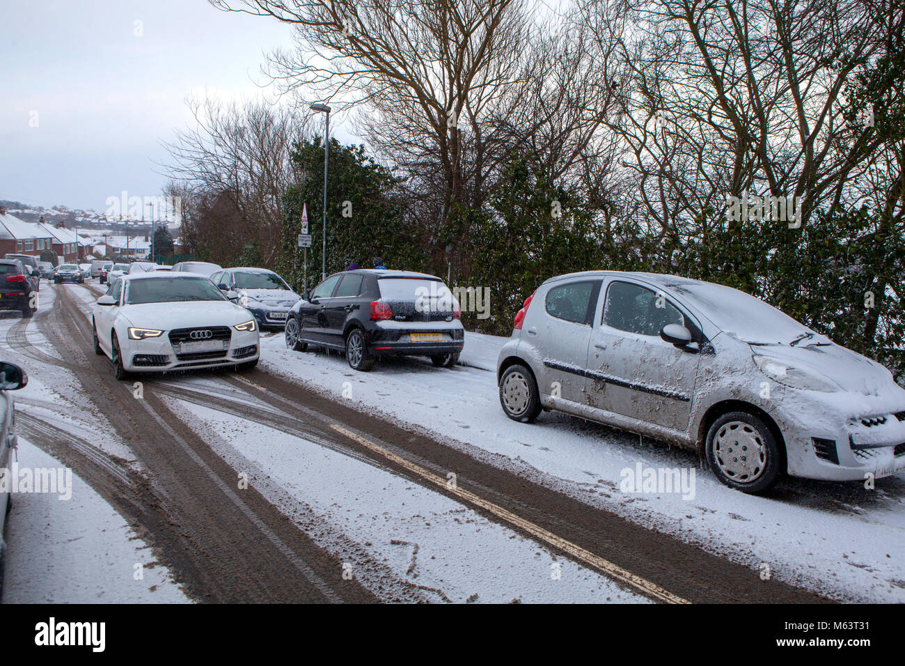 Leeds, Großbritannien. 28. Februar, 2018. Das Einfrieren der Arktis Wetter genannt das Tier aus dem Osten bringt Schnee und schlechtes Wetter nach Leeds, UK Credit: Mint Fotografie/Alamy leben Nachrichten Stockfoto