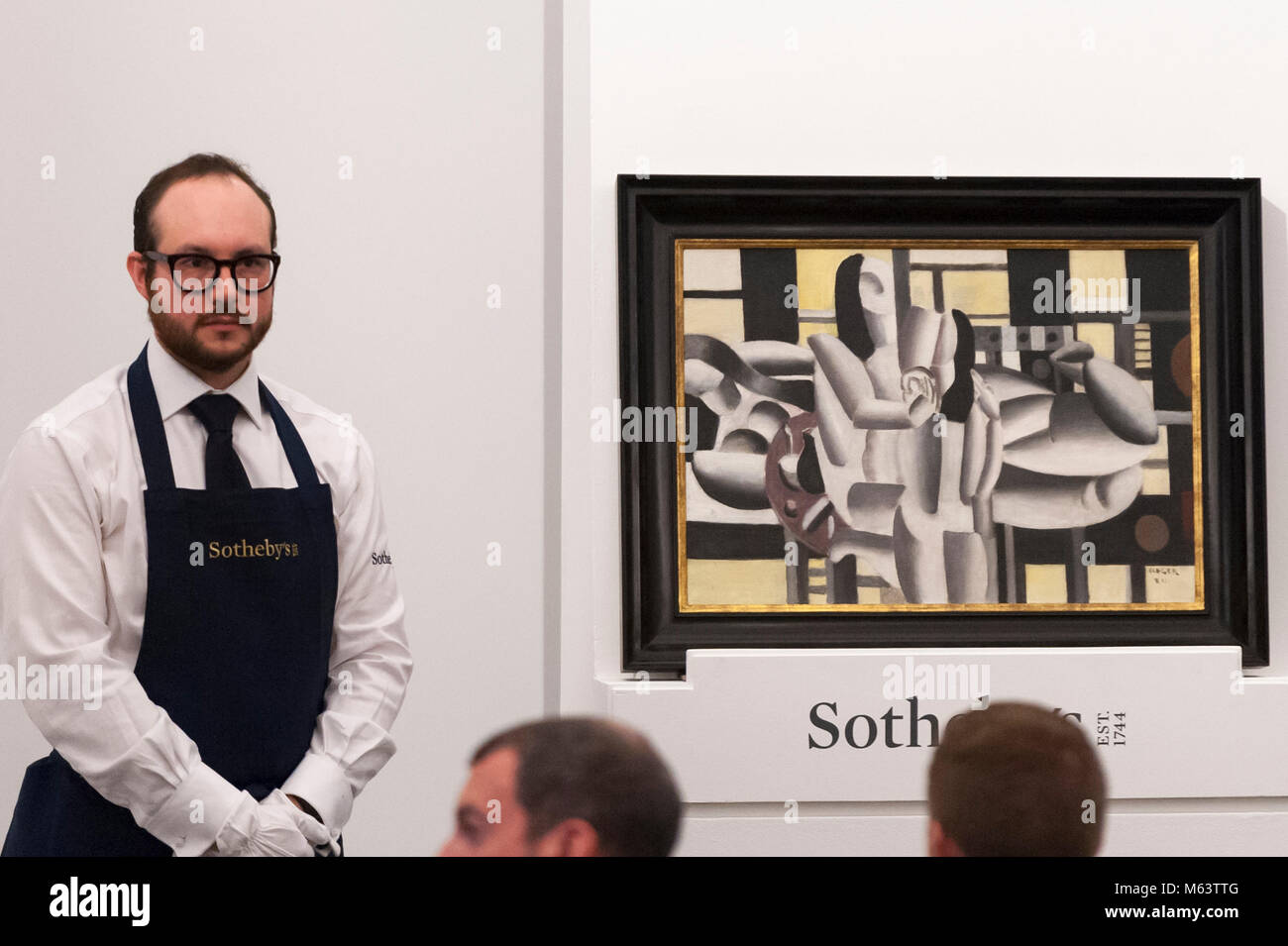 London, Großbritannien. 28. Februar 2018. '' Trois Femmes'' von Fernand Léger, (Est. £ 1,6-2.4) für ein Hammer Preis von £ 2,2 Mio. am Abend Verkauf von Impressionistischen, moderner & Surrealistische kunst verkauft bei Sotheby's in New Bond Street. Credit: Stephen Chung/Alamy leben Nachrichten Stockfoto